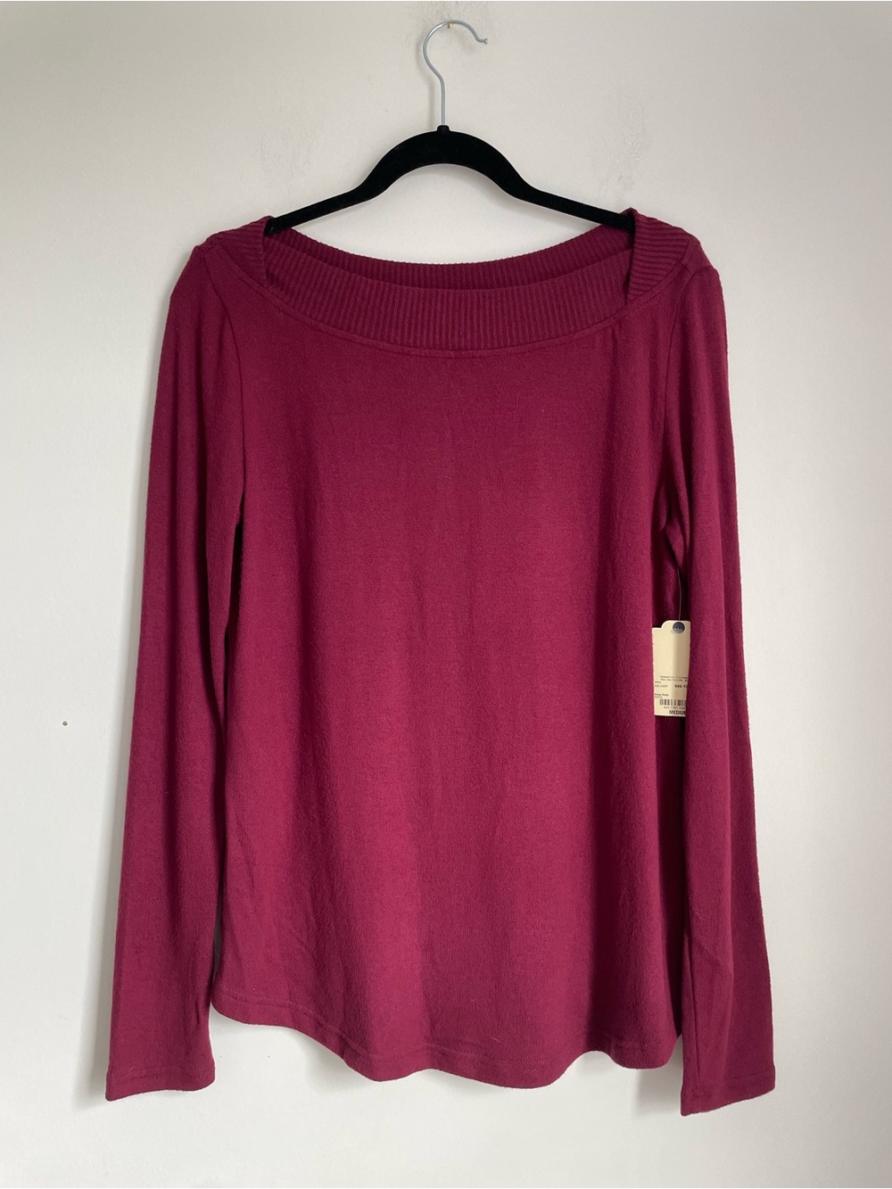NWT Dark Pink Boatneck Sweater Lightweight Size M Classic Preppy Fall